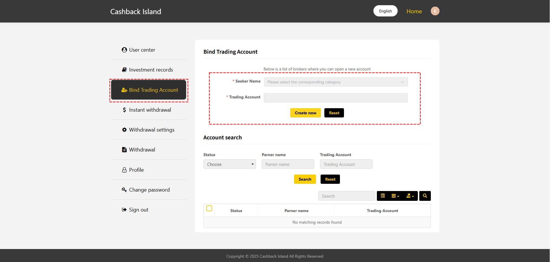Register for an account and log in